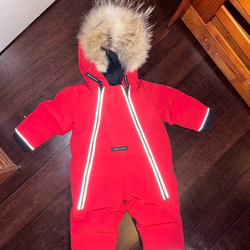 Canada Goose Black and Red Snowsuit 3-6mo